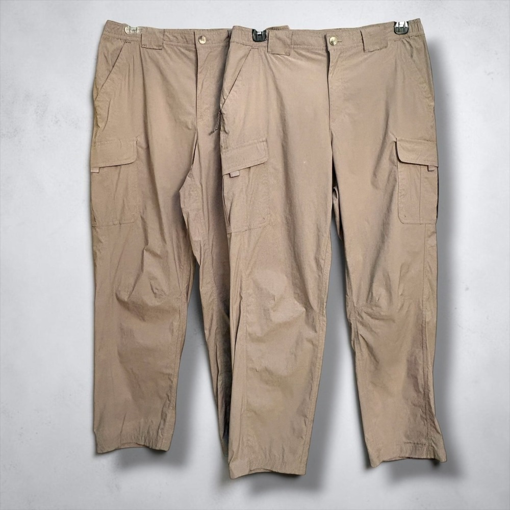 Bundle 2 Columbia Titanium Mens Cargo Hiking Pants Khaki Nylon Stretch M 36 x 30